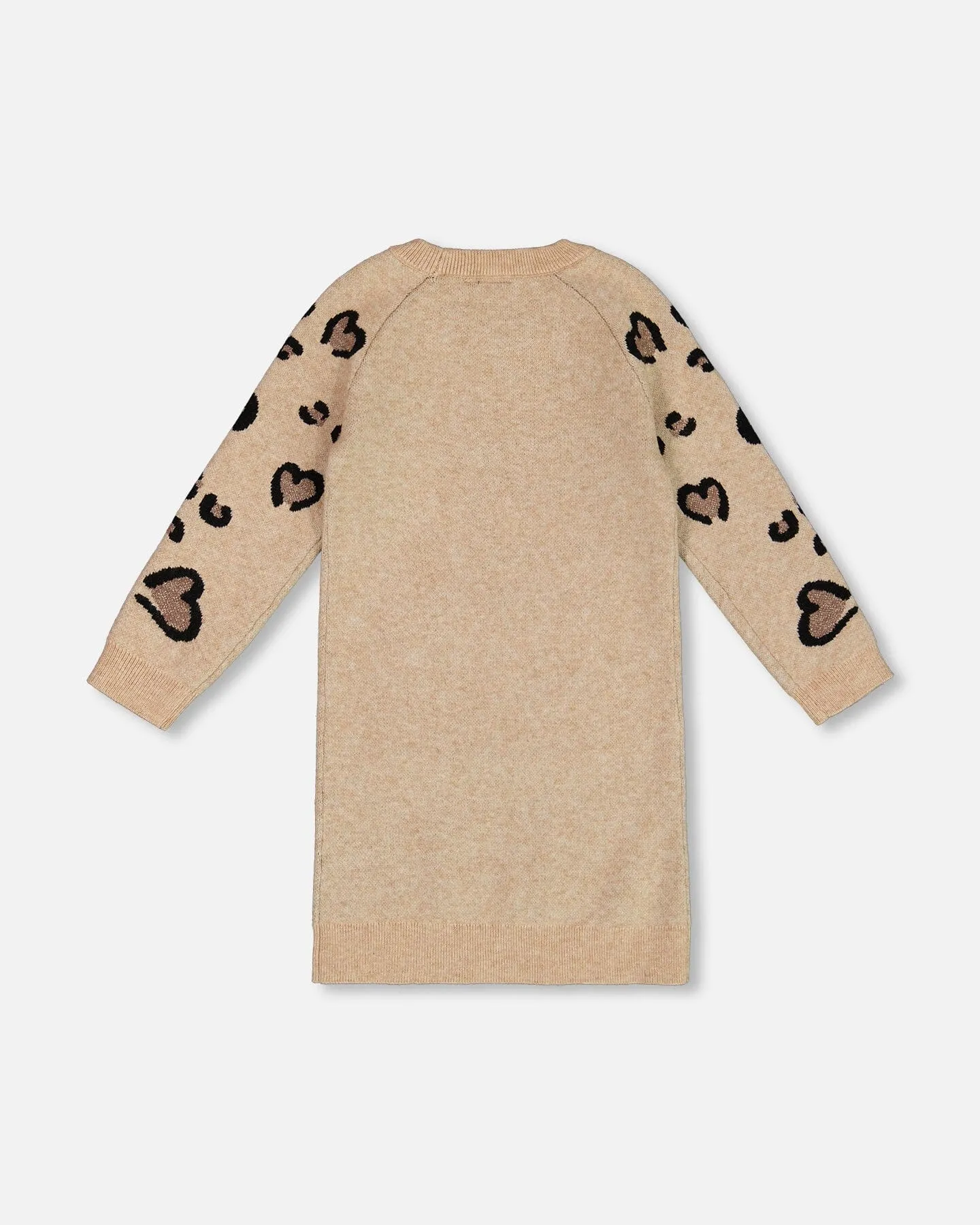 Sweater Dress With Heart Jacquard Beige Mix