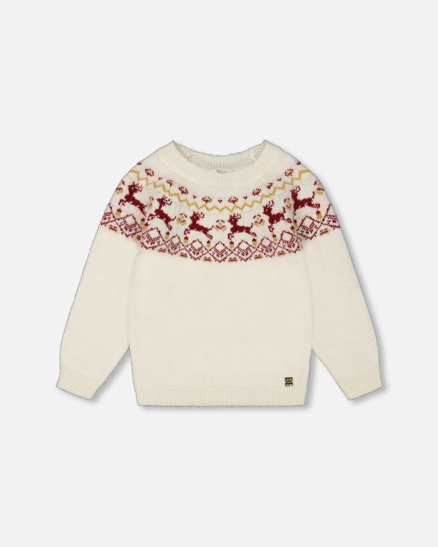 Sweater With Christmas Intarsia Off White And Red