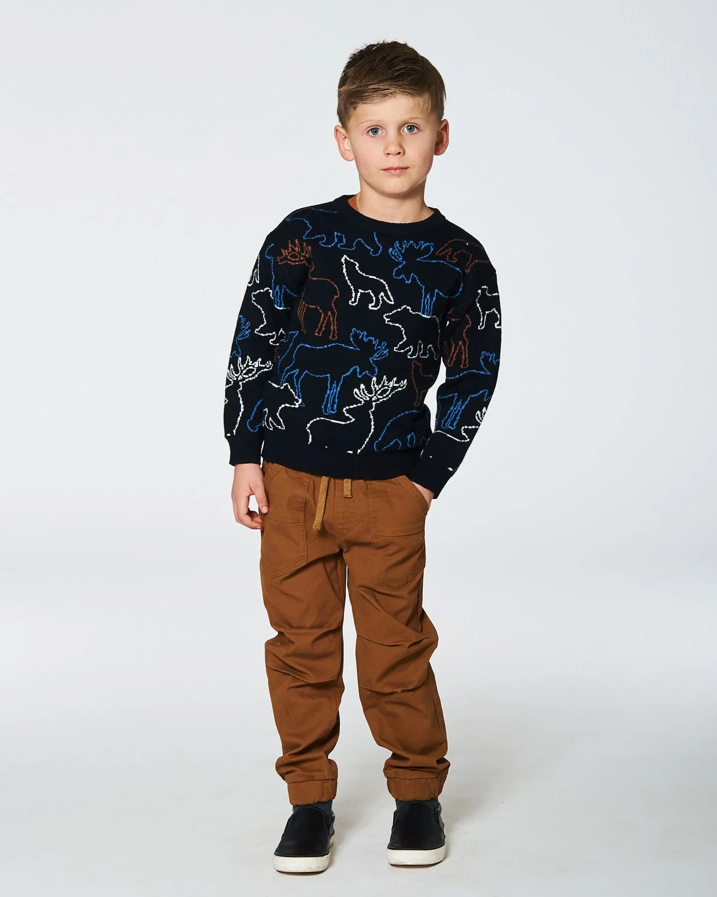 Sweater With Intarsia Animal Forest Black