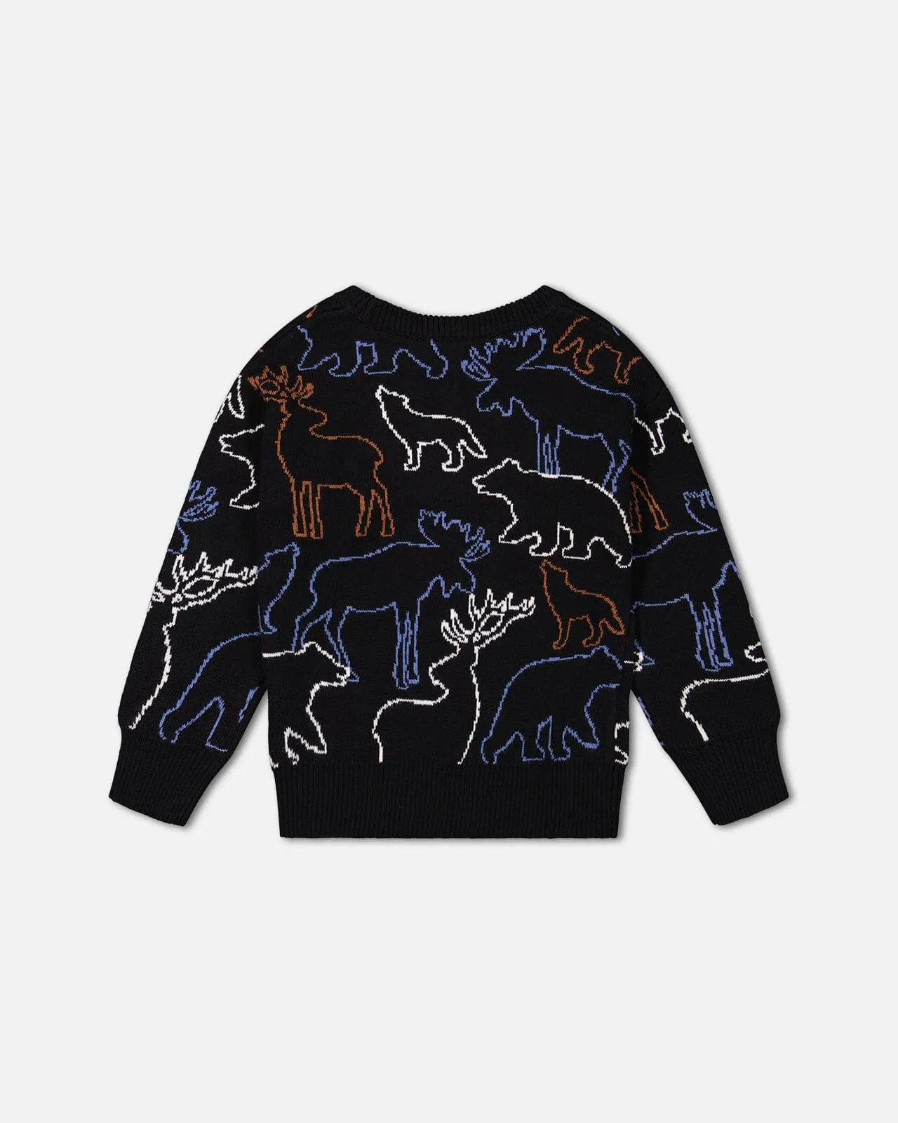 Sweater With Intarsia Animal Forest Black