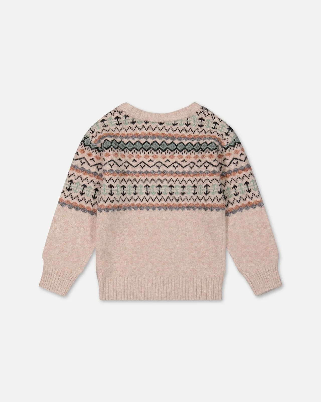 Sweater With Norwegian Jacquard Beige Mix