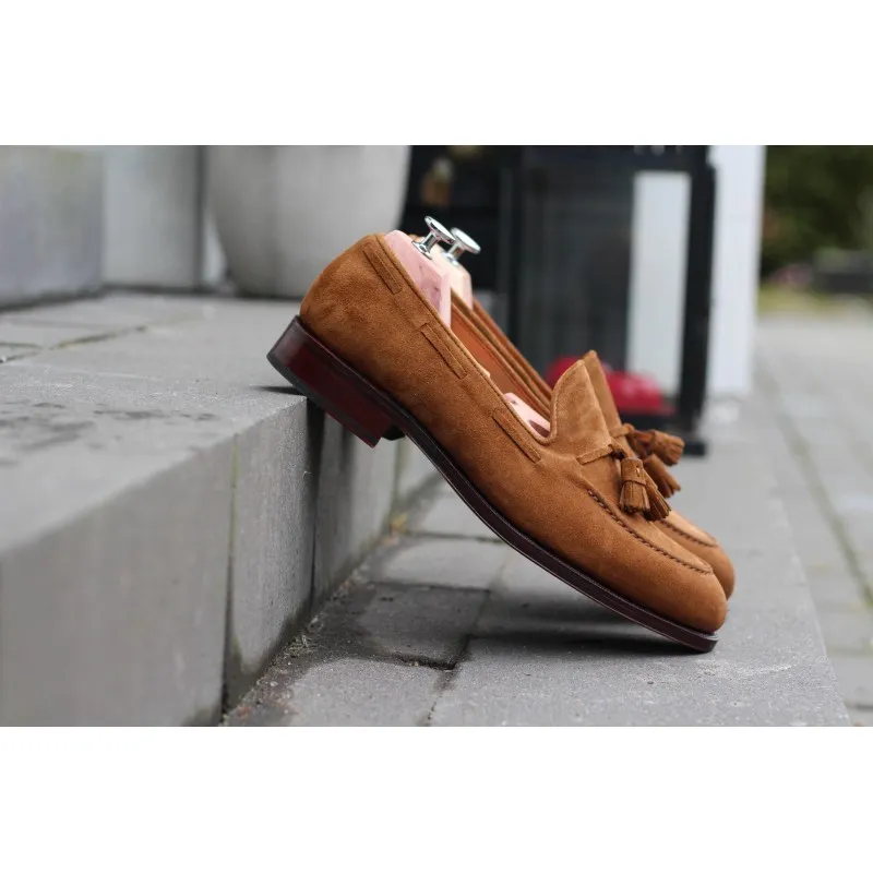 Tassel loafer light brown suede GMTO