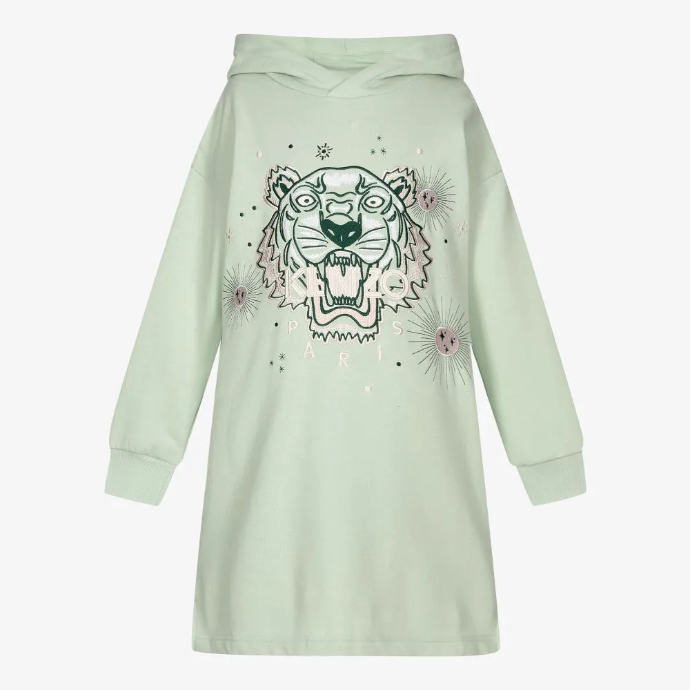 Teen Green Tiger Hoodie Dress