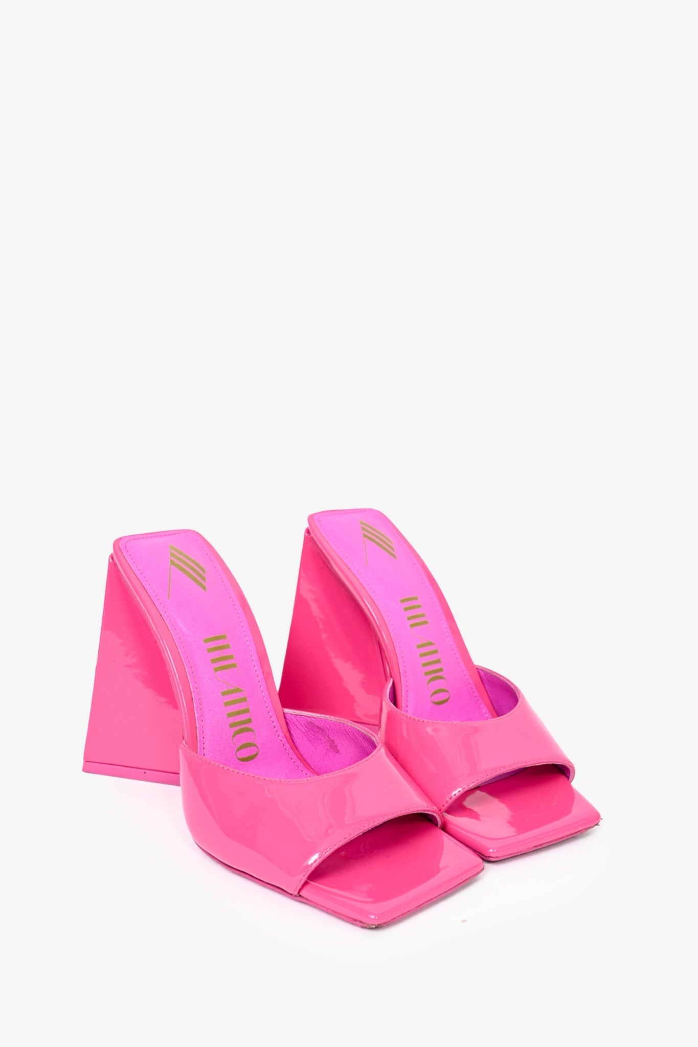 The Attico Hot Pink Patent Heeled Mules sz 35