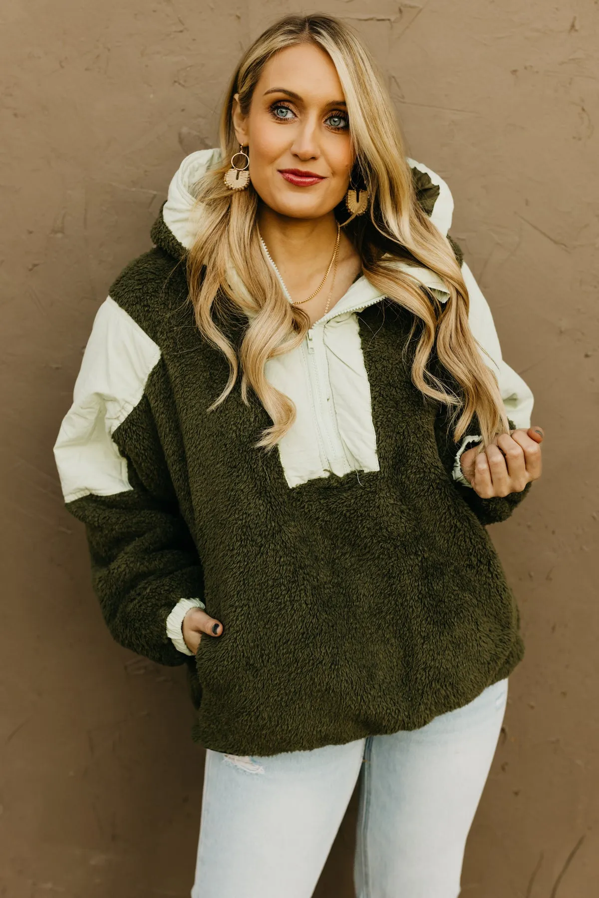 The Louie Hooded Sherpa Pullover Top  - FINAL SALE