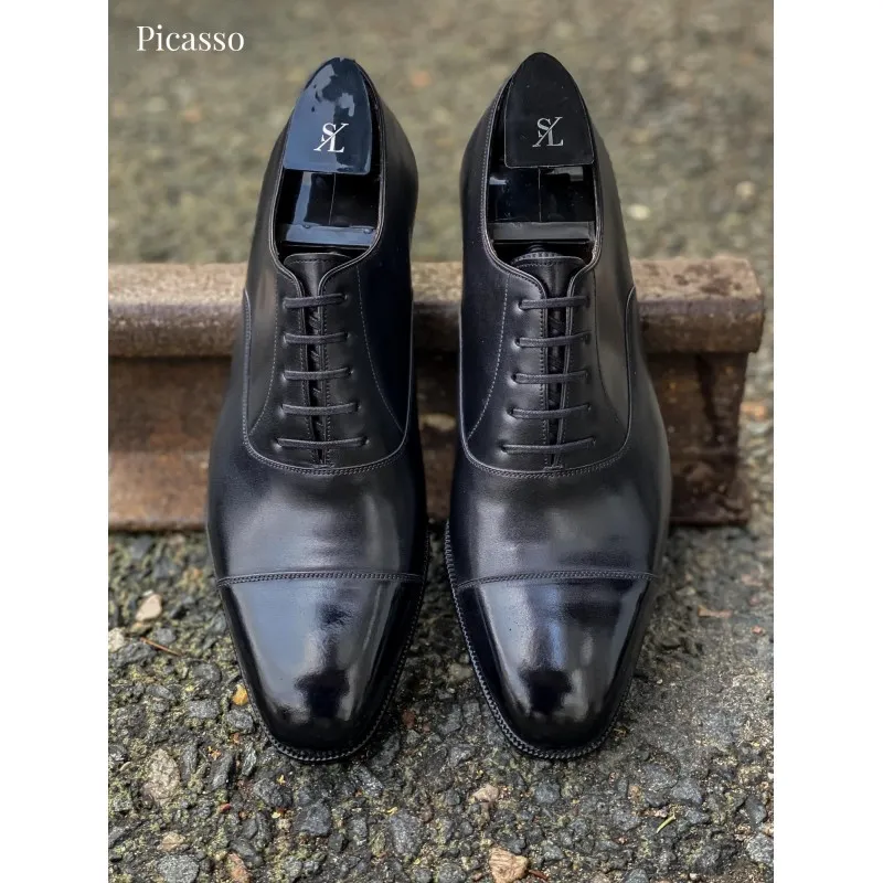 TLB Artista Black Plain Cap Toe Oxford