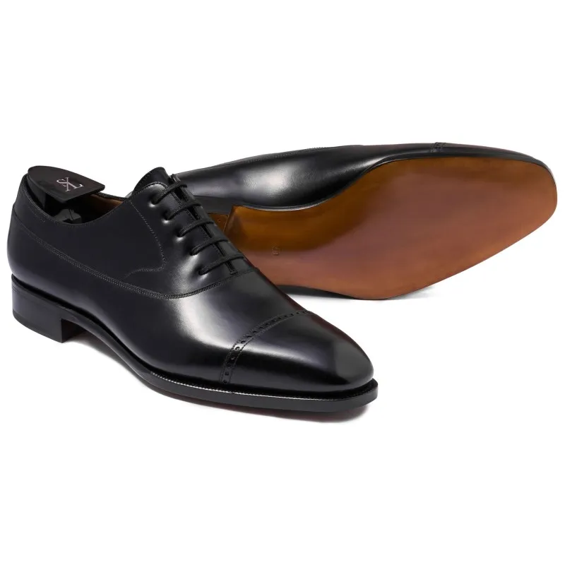 TLB Artista Black Punched Cap Toe Balmoral