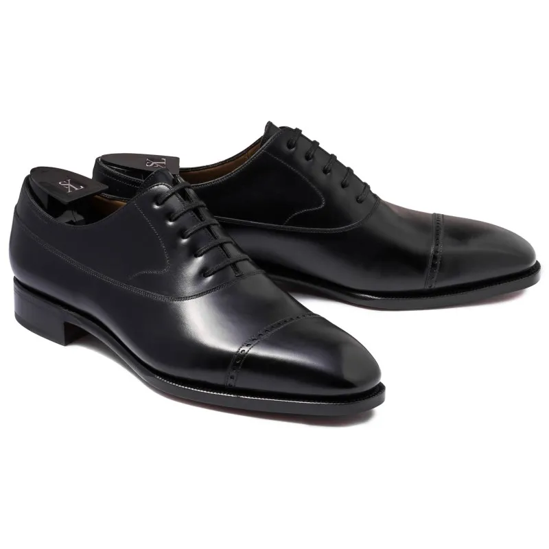 TLB Artista Black Punched Cap Toe Balmoral