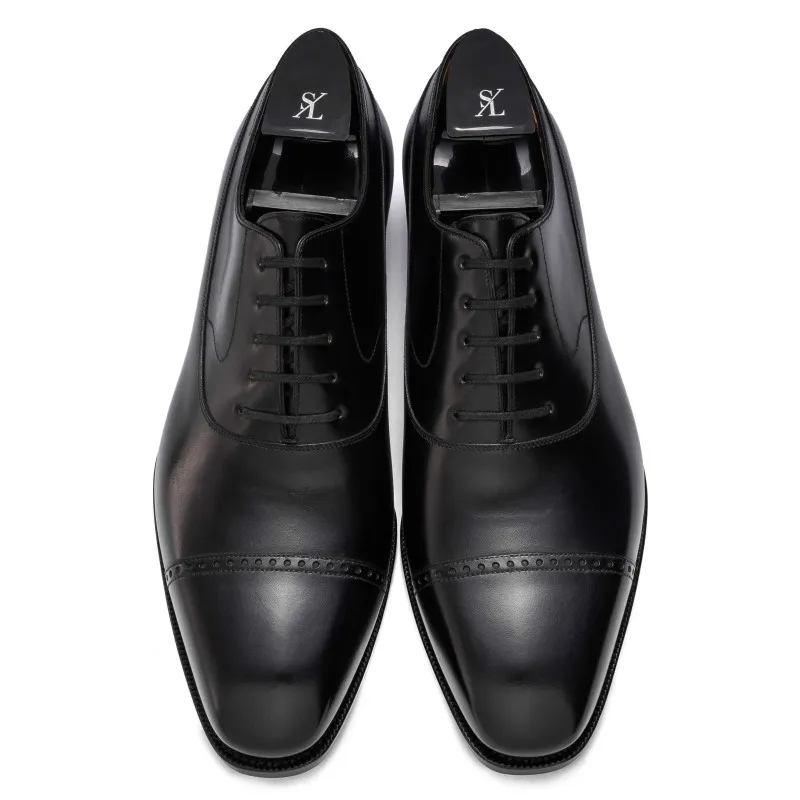 TLB Artista Black Punched Cap Toe Balmoral