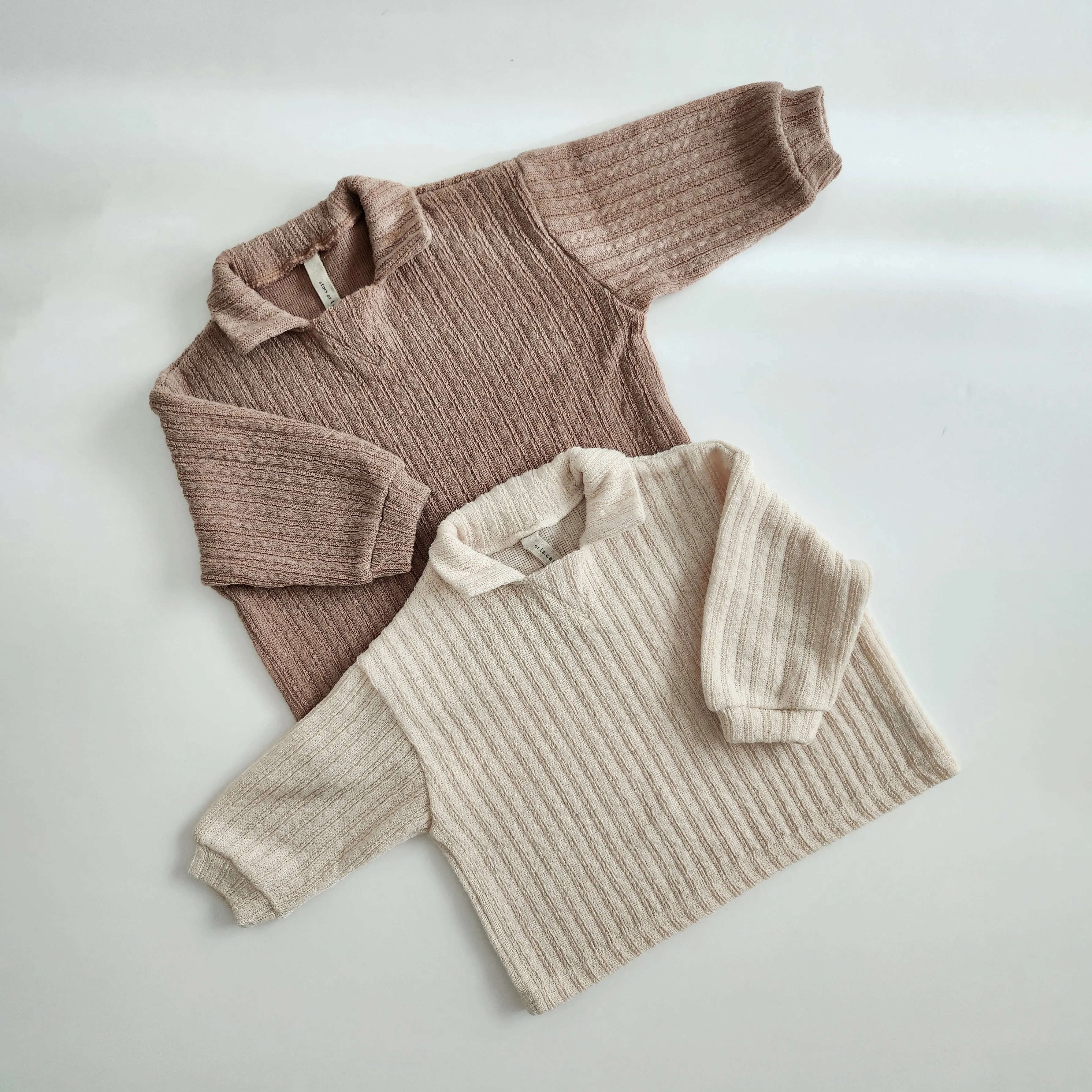 Toddler Rib-Knit Collar Sweater Top (1-6y) -  2 Colors