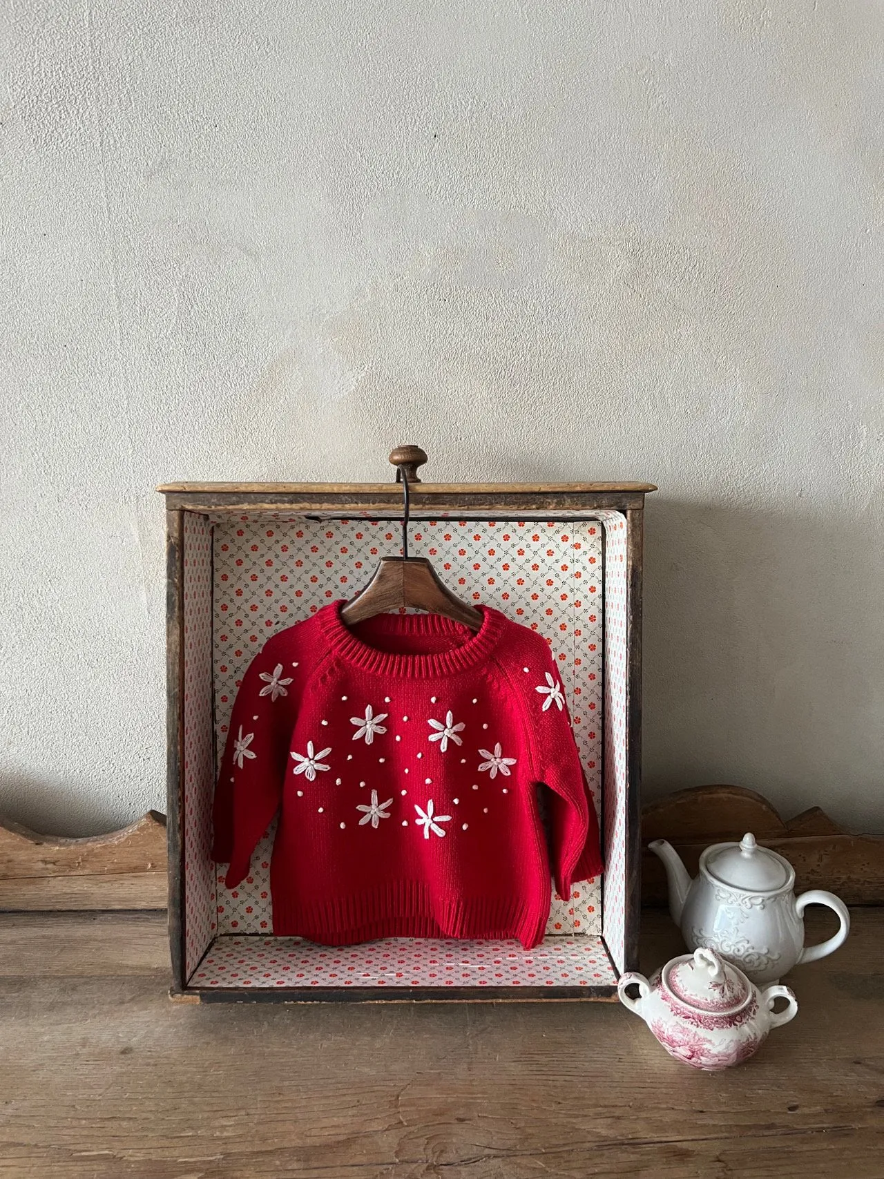 Toddler  Snow Embroidered Sweater (1-6y) - Red