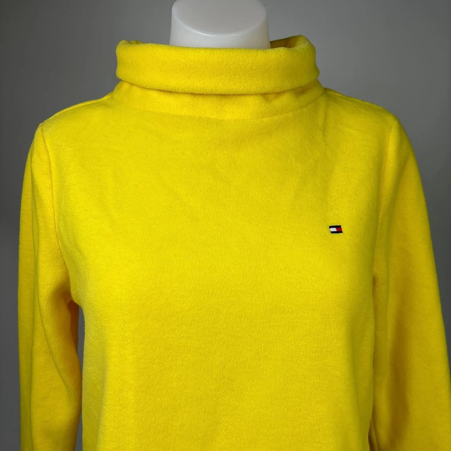 Tommy Hilfiger Womens Yellow Terry Fleece Turtleneck Long Sleeve Sweater Size S