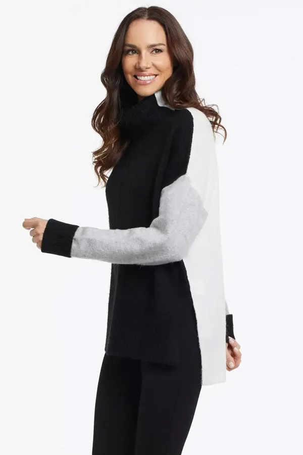 Tribal Color Block Turtleneck