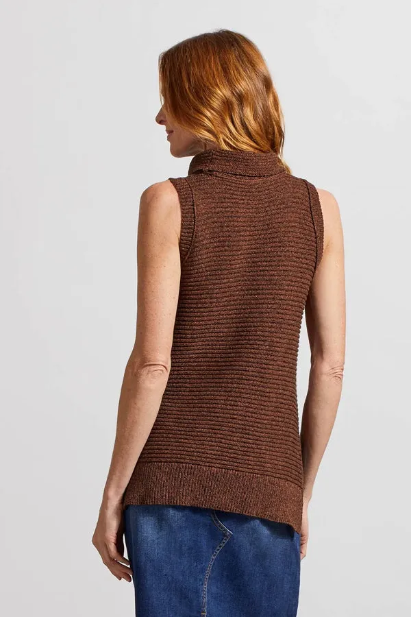 Tribal Two-Tone Sleeveless Turtleneck