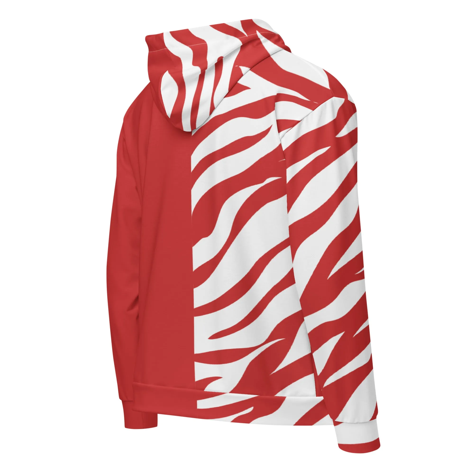 Unisex zip hoodie Red and White Zebra