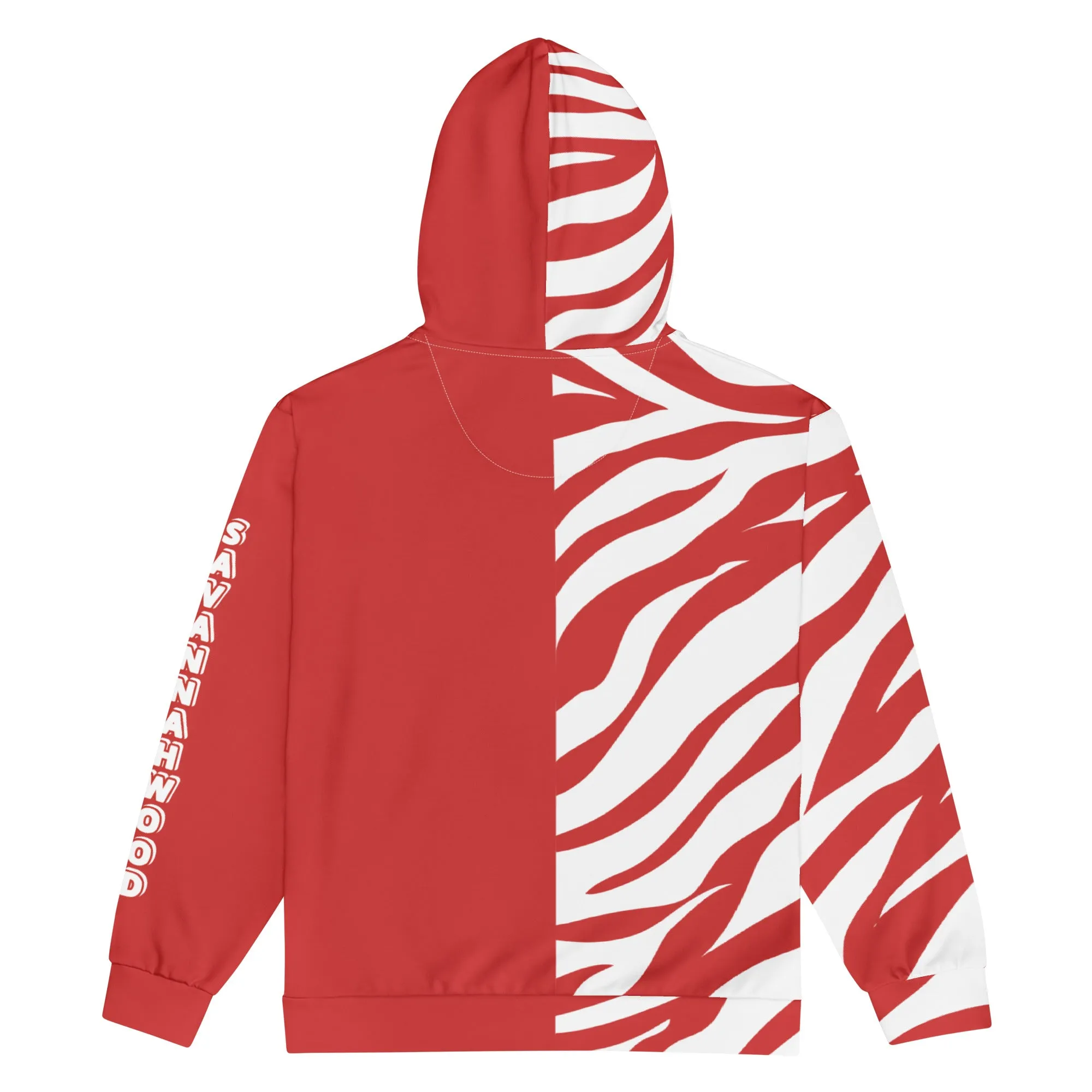 Unisex zip hoodie Red and White Zebra