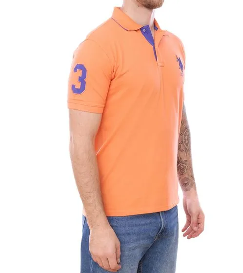 U.S. POLO ASSN. Men's polo shirt, cotton shirt, short-sleeved shirt, basic shirt 197 68175 52520 417 orange/purple