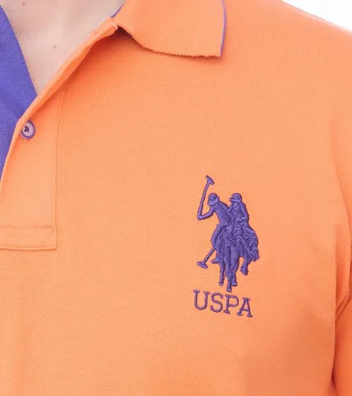 U.S. POLO ASSN. Men's polo shirt, cotton shirt, short-sleeved shirt, basic shirt 197 68175 52520 417 orange/purple