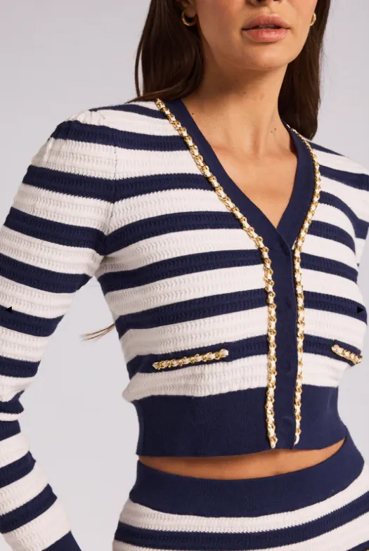 Victoria Stripe Chain Cardigan