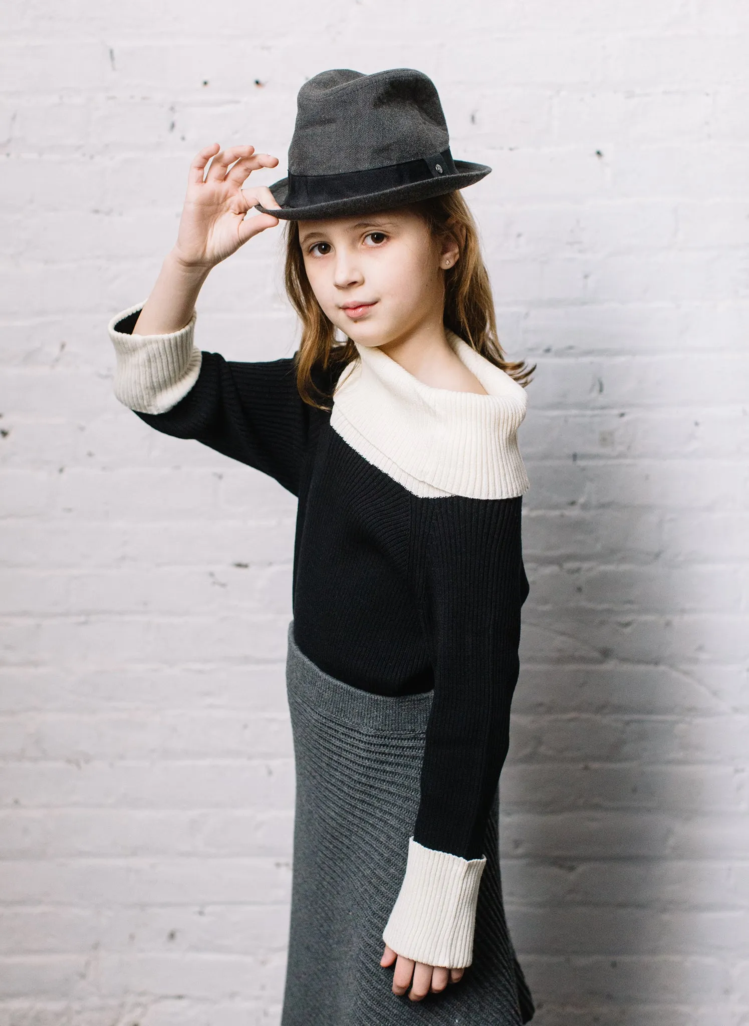 Vierra Rose Clara Colorblock Sweater in Black/White