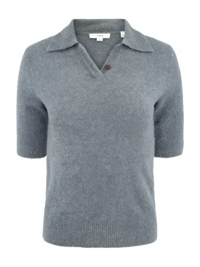 Vince Soft Boucle Short Sleeve Polo in Lake Stone