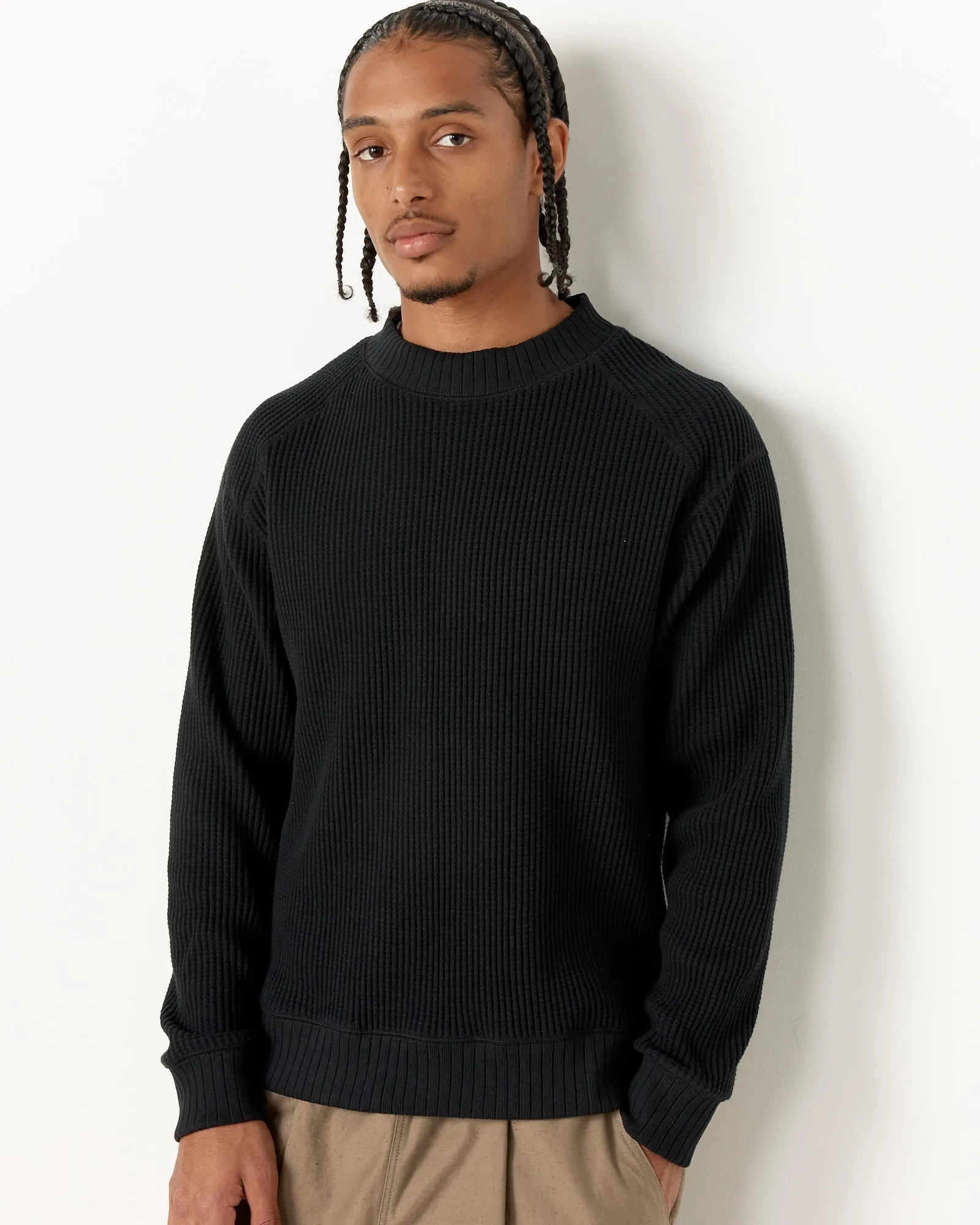 Waffle Midneck in Black