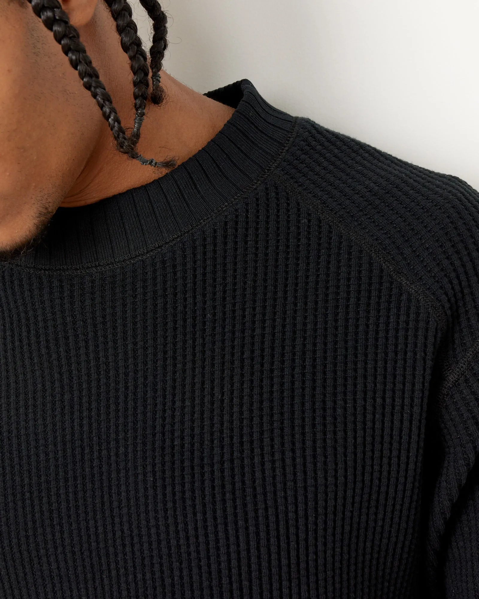 Waffle Midneck in Black