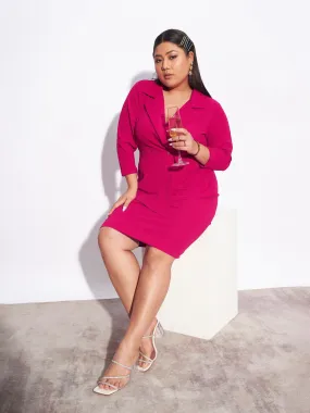 Women Fuchsia Blazer Detail Bodycon Dress