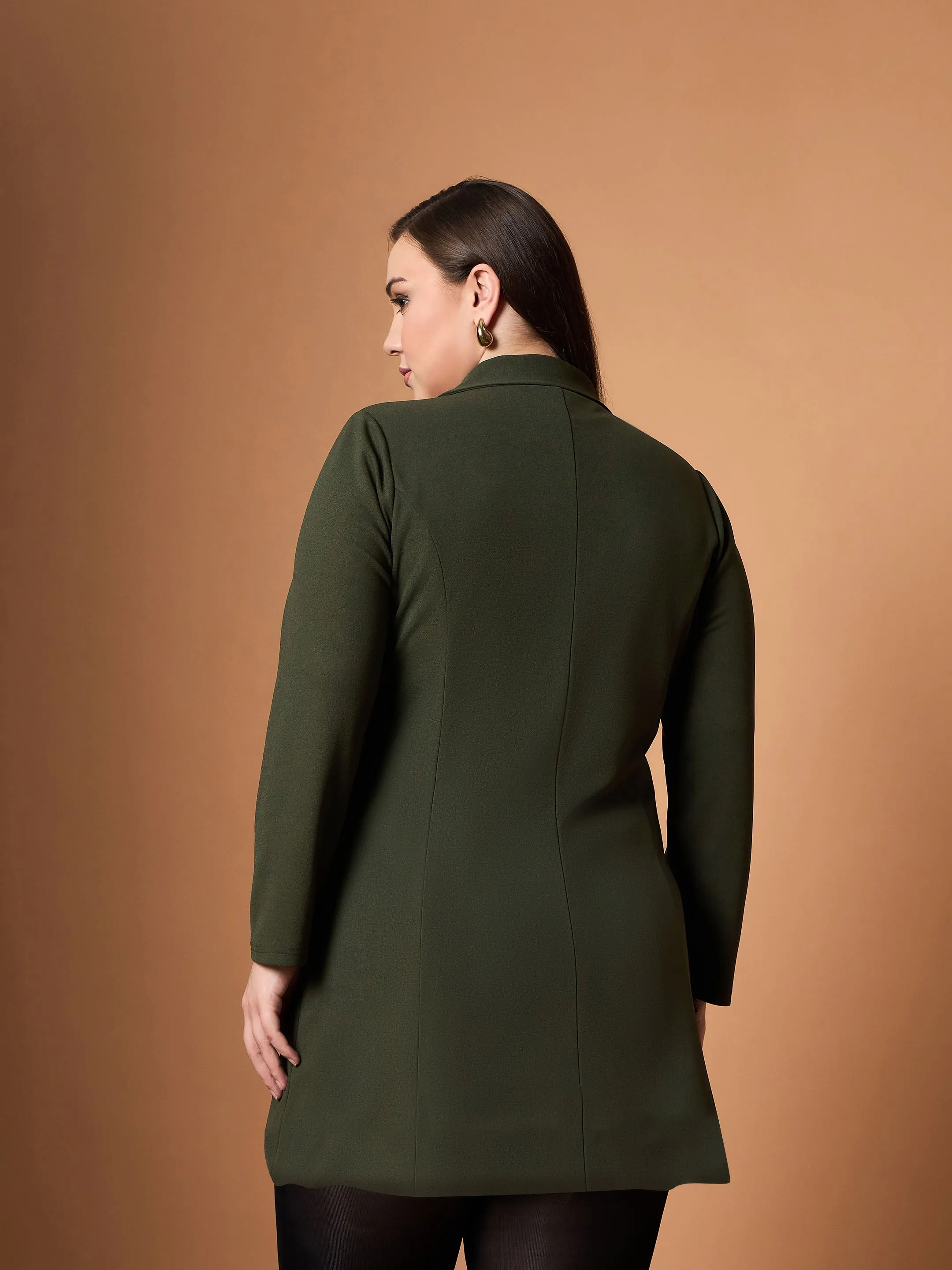 Women Olive Short Blazer Dress