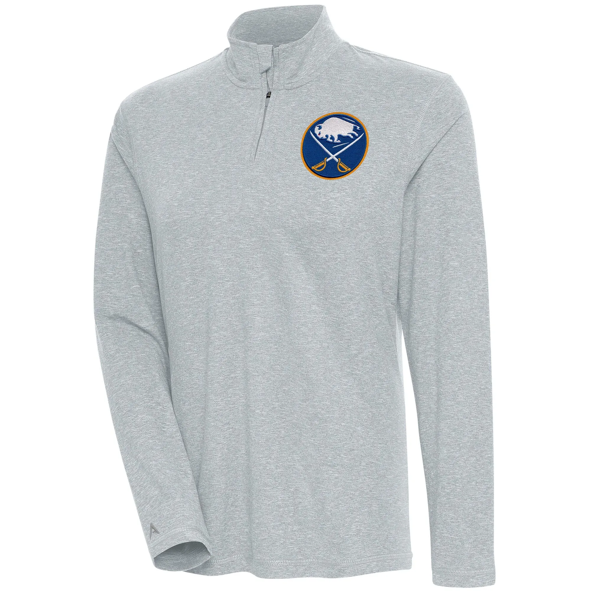 Women's Buffalo Sabres  Antigua Heather Gray Confront Quarter-Zip Pullover Top