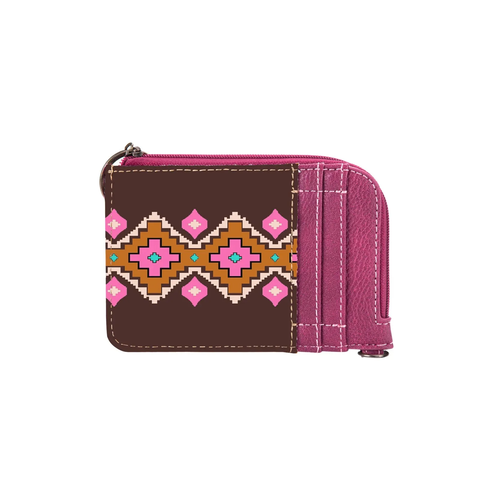 Wrangler Southwestern Art Print Mini Zip Card Case - Hot Pink