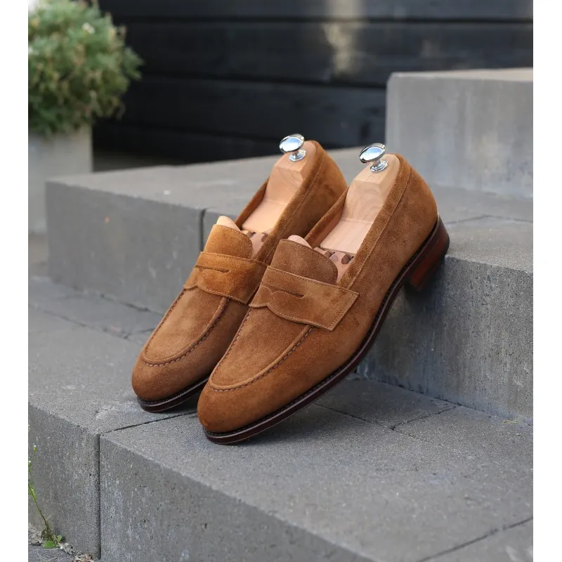 Yanko penny loafer light brown suede