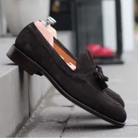 Yanko tassel loafer dark brown suede