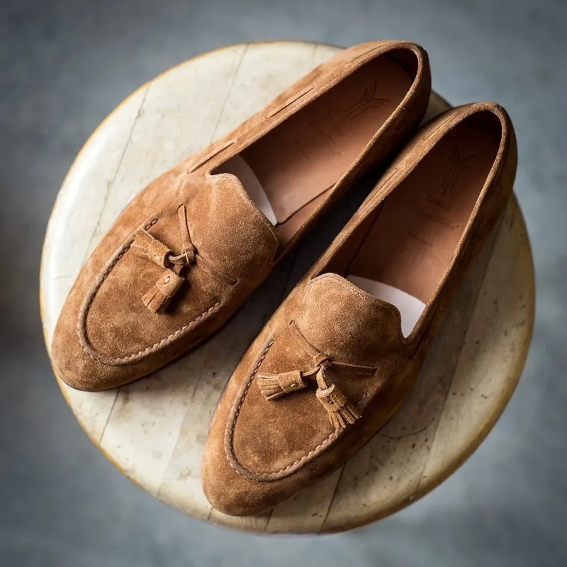 Yanko tassel loafer light brown suede