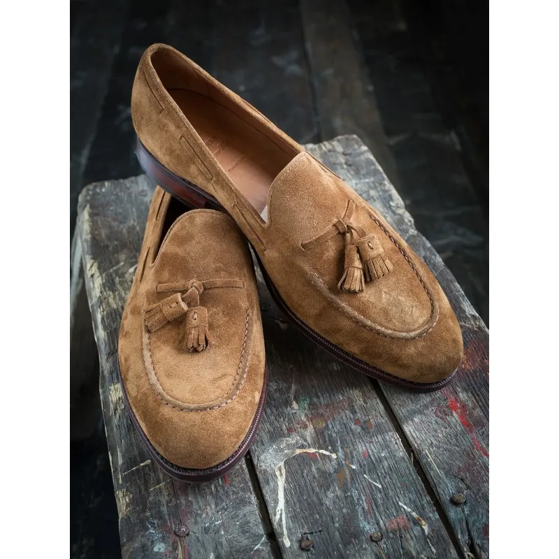 Yanko tassel loafer light brown suede