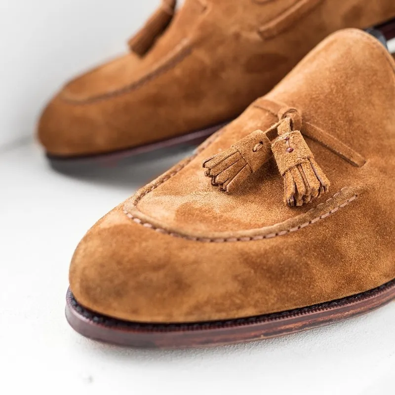 Yanko tassel loafer light brown suede