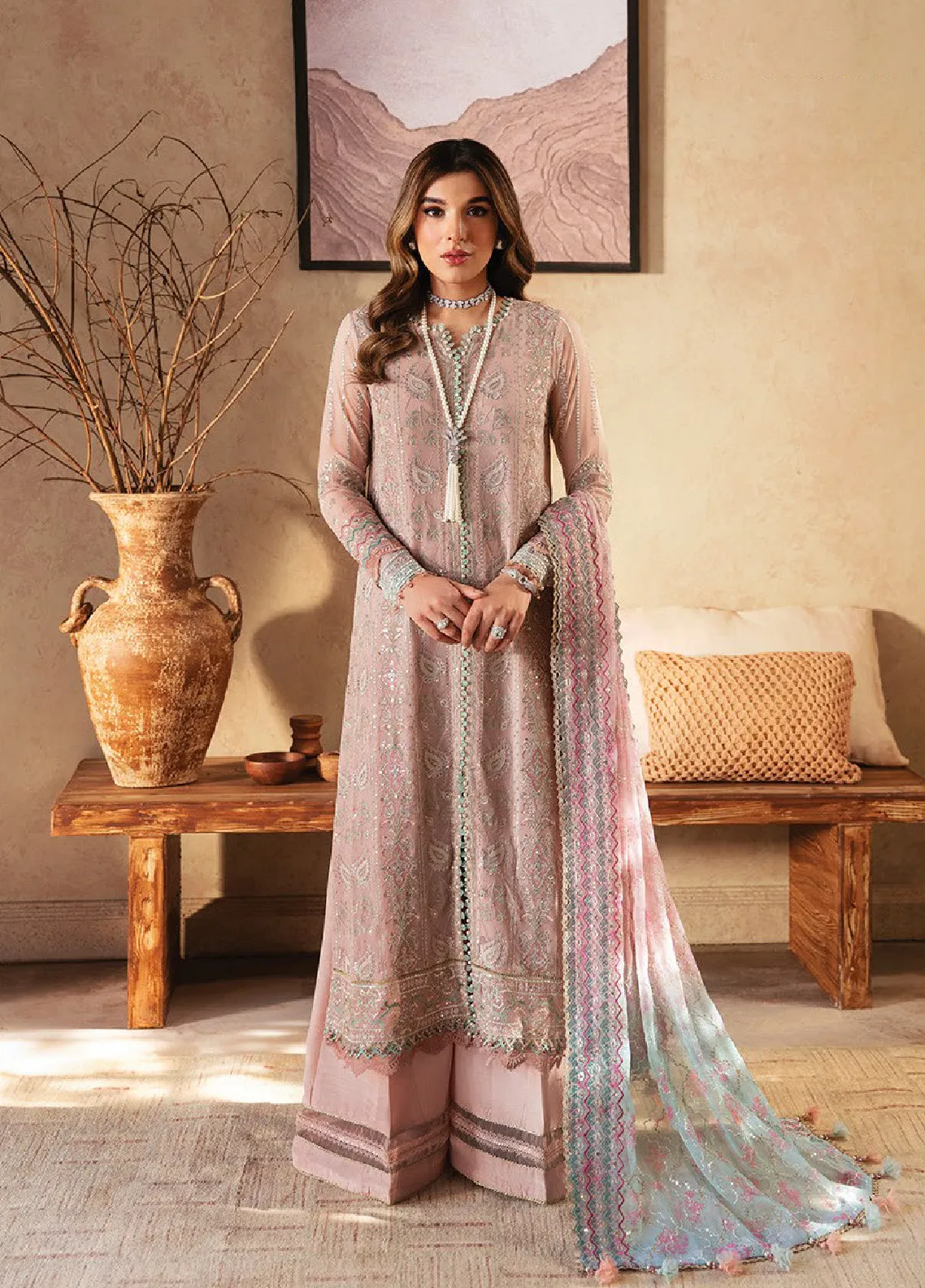 Yesfir By Xenia Formals Embroidered Chiffon Unstitched 3 Piece Suit - XF24Y 01 TAROOB