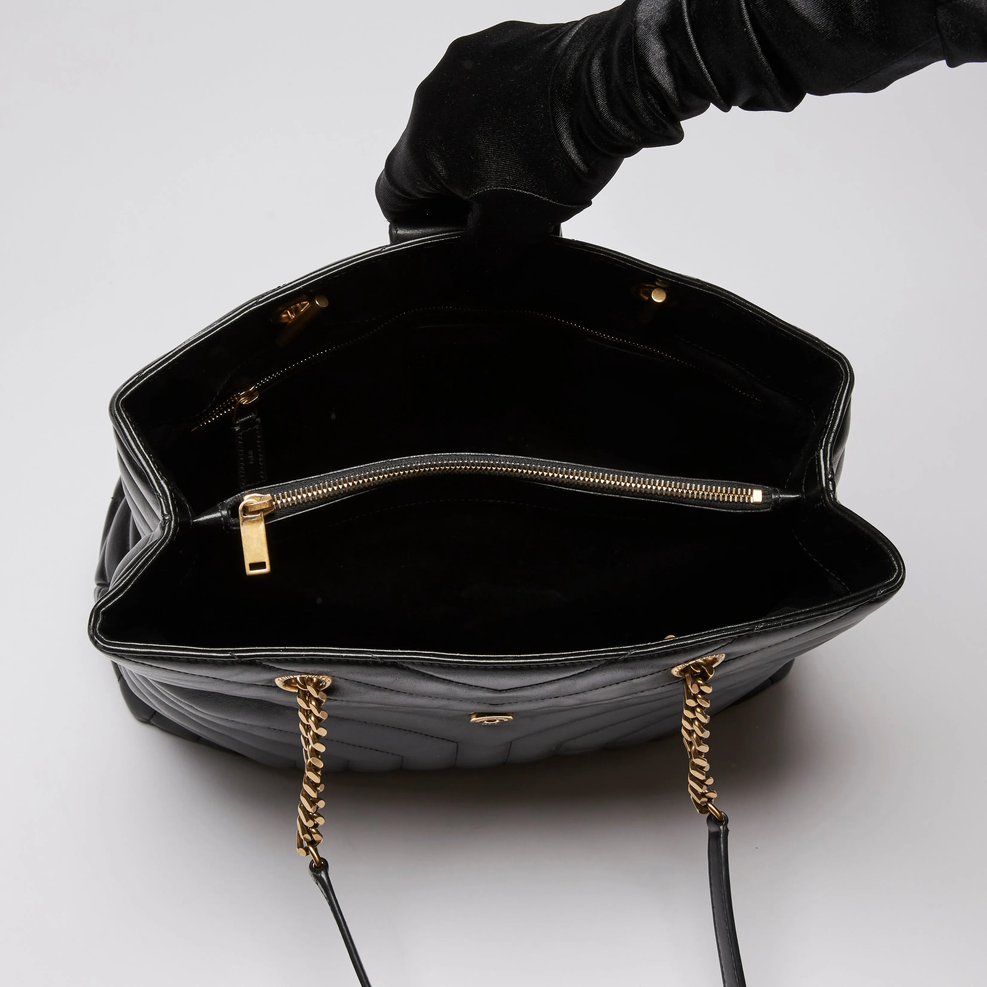 YSL Lou Lou Black Leather Large Tote Bag