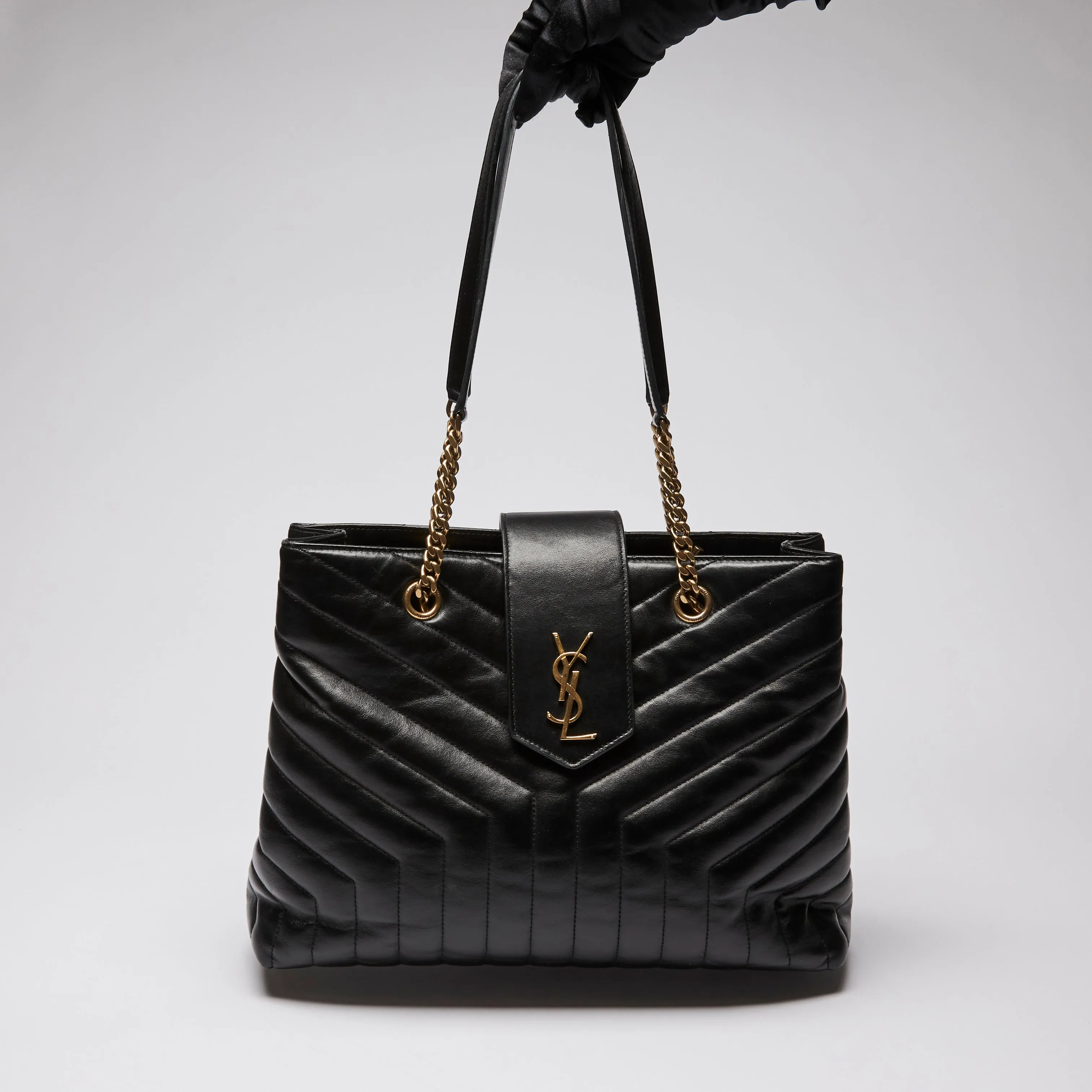 YSL Lou Lou Black Leather Large Tote Bag