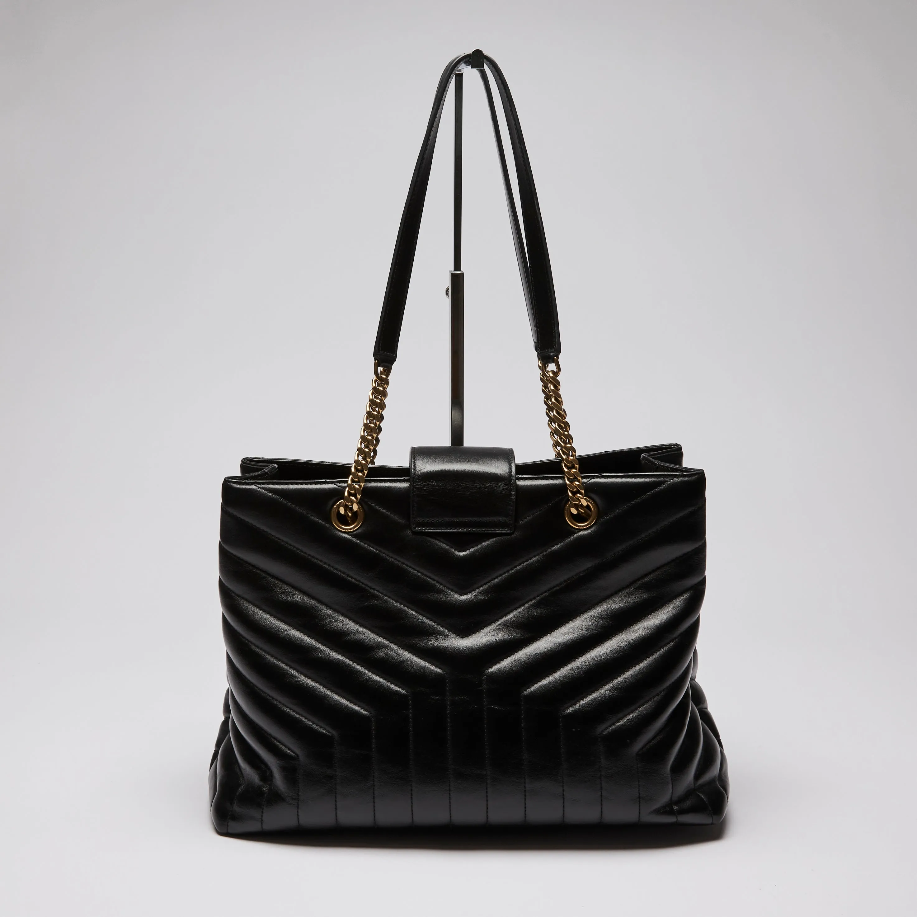 YSL Lou Lou Black Leather Large Tote Bag