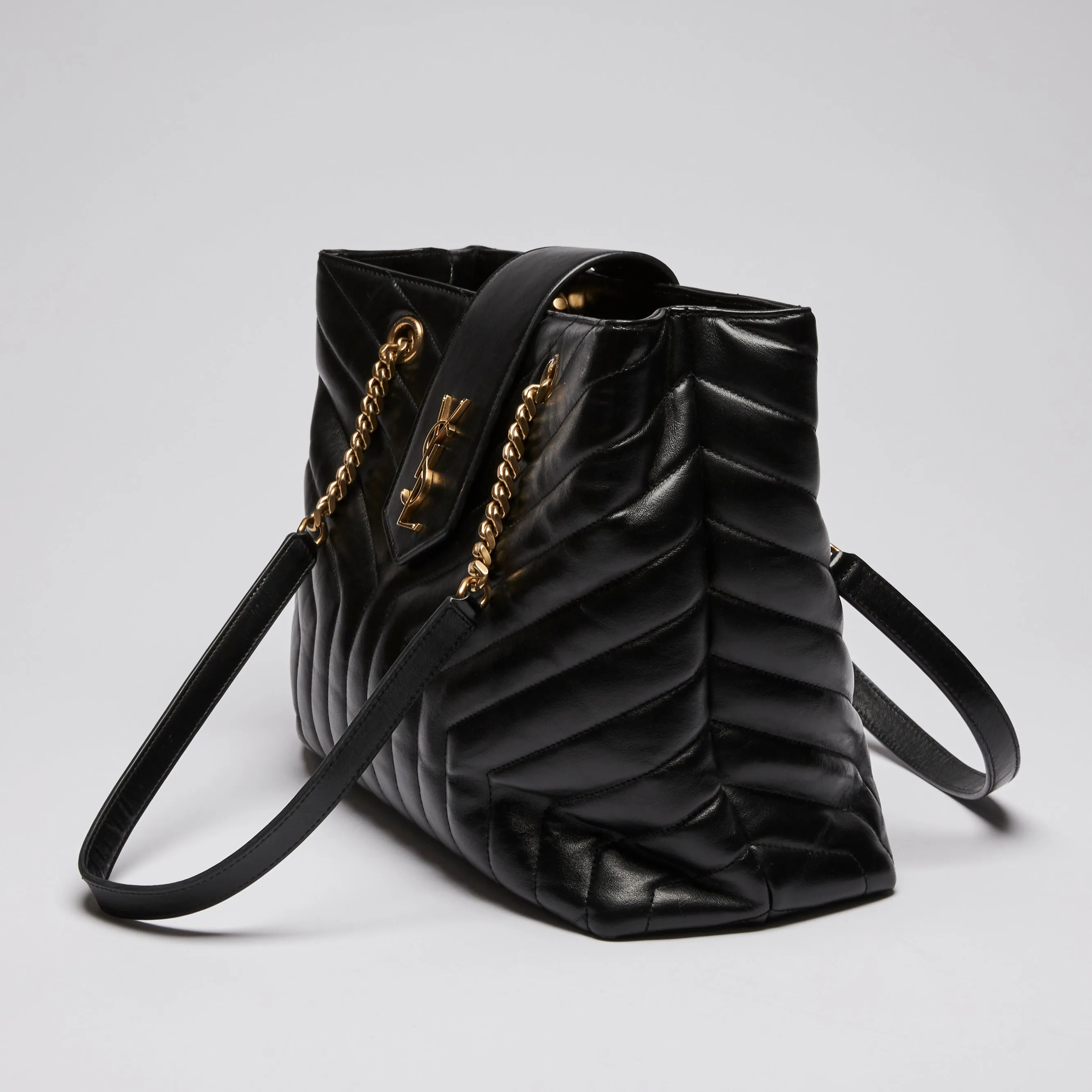 YSL Lou Lou Black Leather Large Tote Bag